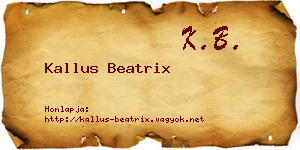 Kallus Beatrix névjegykártya